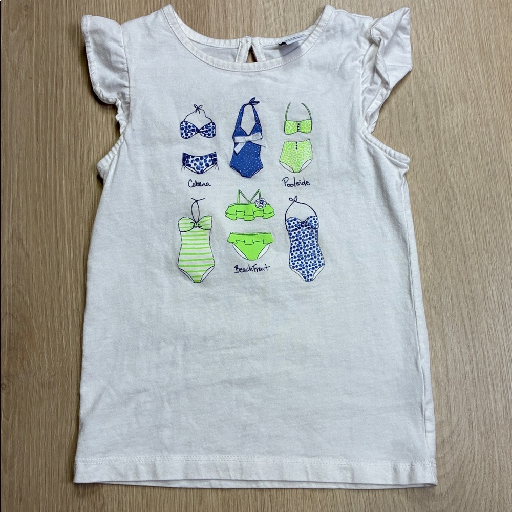Janie and Jack White Top with Colorful Summery Swimsuit Variety Print 6